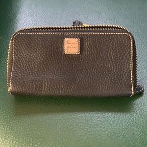 Coach leather black double zip wallet.